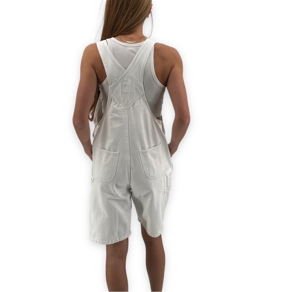 Vintage Y2K GAP Shortalls White Overalls Shorts 100% Cotton | Kids XL Women's XS - Picture 2 of 12